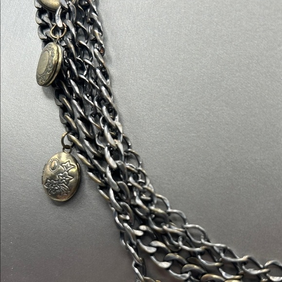Multi-Layered Chain Necklace with Coin Accents - Picture 2 of 4